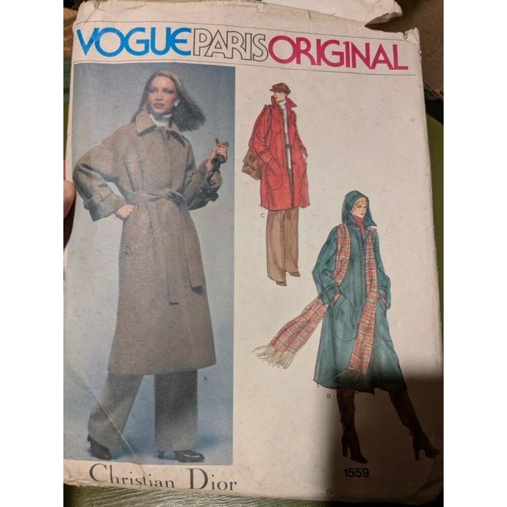Vogue Christian Dior 80s Belted Coat Pattern XL 16